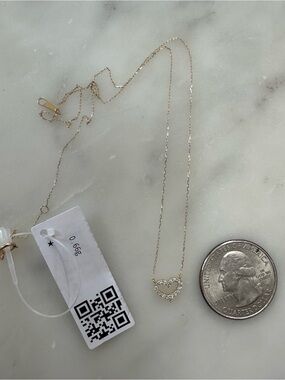 18K Japan Gold Heart Charm Pendant Necklace with Natural Diamonds